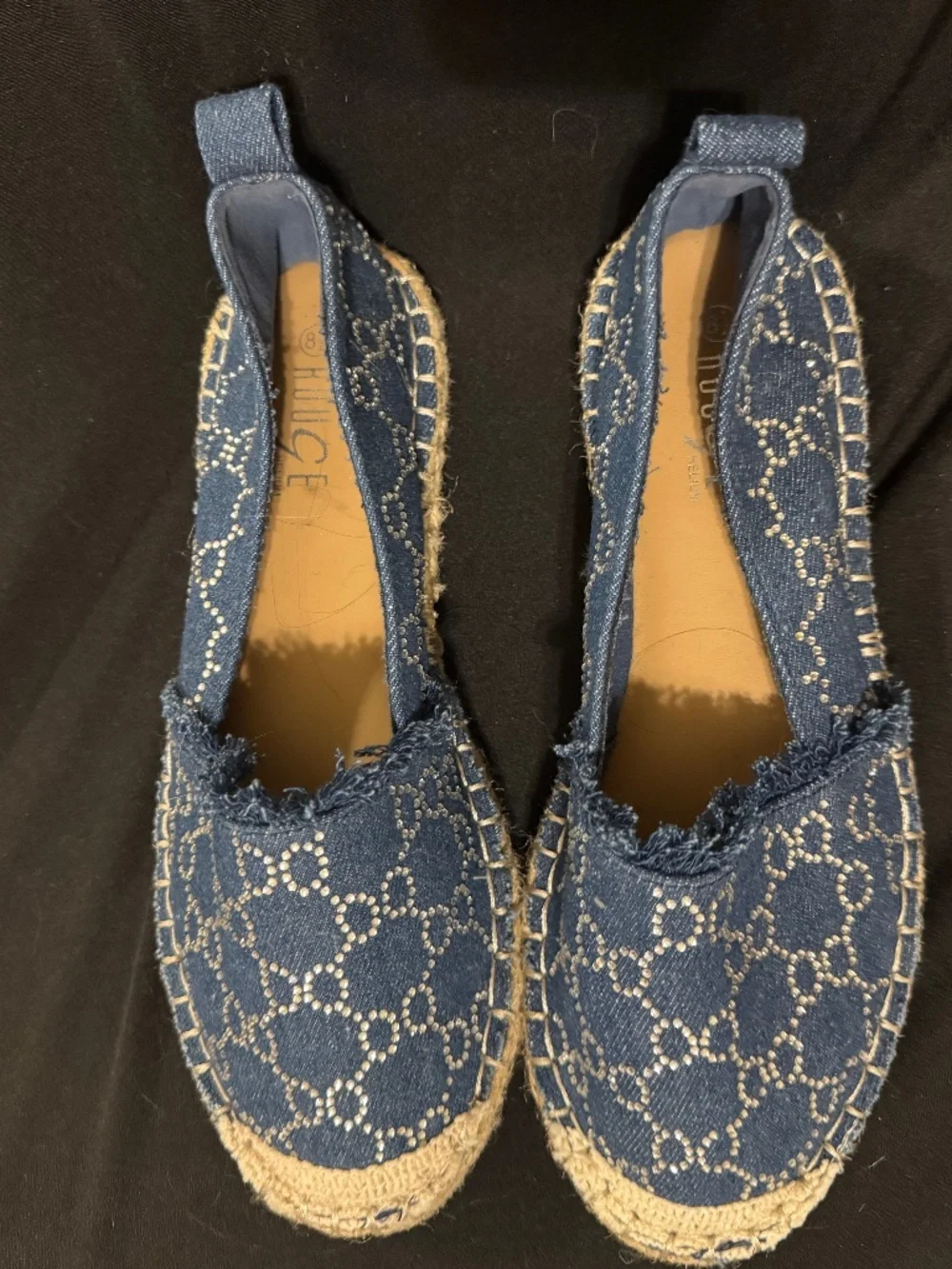 Denim and Rhinestone Espadrilles size 8